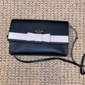 Kate Spade Black Crossbody with Pale Pink Bow